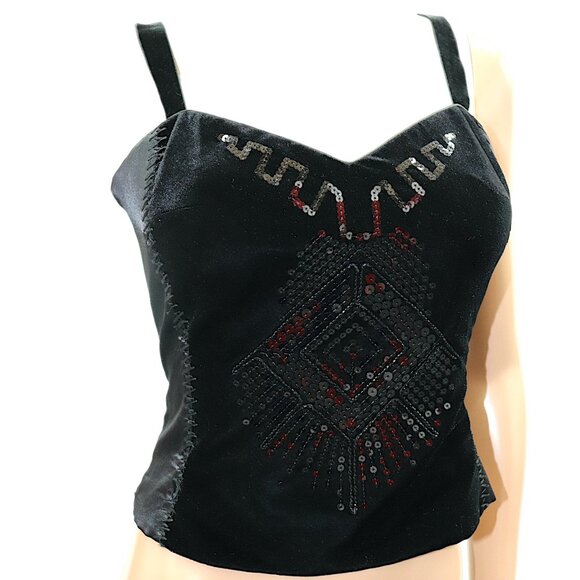 DIDIER PARAKIAN Embellished Velvet Satin Corset Bustier Top Burlesque goth 8 - Picture 1 of 8